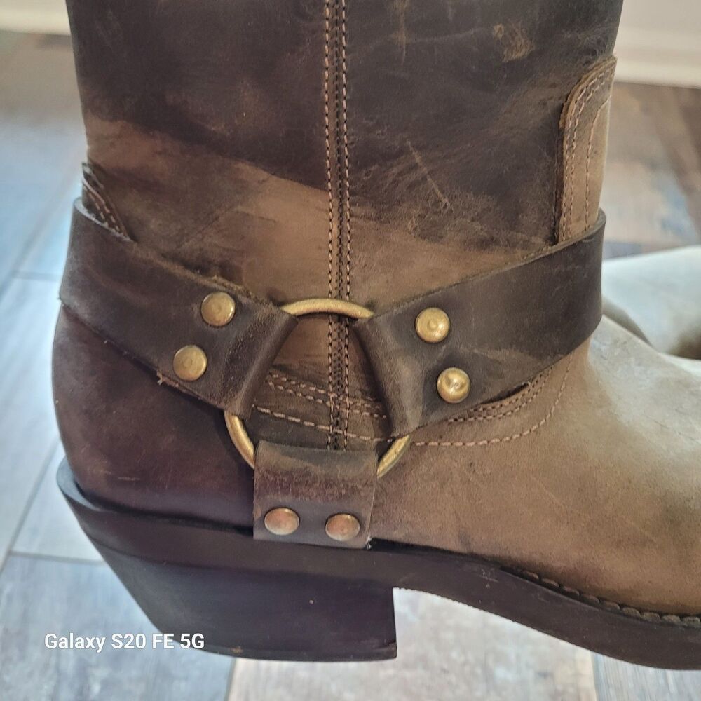 Leather Western Harness Pull On Men's Boots 9.5 Vintage Frye Maybe SB9 - Picture 7 of 12